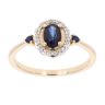 9ct Yellow Gold Sapphire And 0.05ct Diamond Cluster Ring