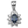 18 Carat White Gold Diamond-26pts, Sapphire 60pts Pendant