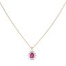 18ct Yellow Gold 0.70ct Diamond and Ruby Cluster Pendant and Chain 18"