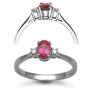 18 Carat White Gold D-8pt Ruby-70pt 3 Stone Ring