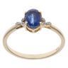9ct Yellow Gold Blue Kyanite and Cubic Zirconia Gemstone Ring