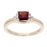 9ct Yellow Gold Created Garnet And Diamond Stone Set Ring