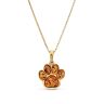 18ct Yellow Gold on Sterling Silver Baltic Amber Animal Dog Paw Print Pendant Necklace