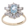9ct Yellow Gold Aquamarine And Cubic Zirconia Cluster Ring