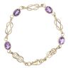 9ct Yellow Gold Amethyst Bracelet 7"