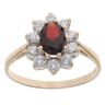 9ct Yellow Gold Cubic Zirconia and Garnet Cluster Ring