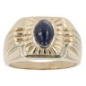 9ct Yellow Gold Blue Gemstone Patterned Signet Ring