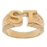 9ct Yellow Gold Personalised Initial Bark Effect Ring