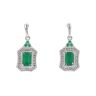 9ct White Gold Emerald And 0.11ct Diamond Shield Drop Earrings
