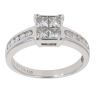18ct White Gold 1.00ct Princess and Brilliant Cut Diamond Cluster Ring