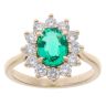 Lab Grown 9ct Yellow Gold 0.75ct Brilliant Cut Diamond And Created Emerald Cluster Ring