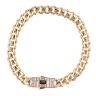 14ct Yellow Gold Monaco Classic Baguette Pave Lock Curb Bracelet 8"