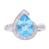 9ct White Gold Blue Topaz and Diamond Pear Dress Ring