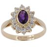 9ct Yellow Gold Amethyst And Cubic Zirconia Cluster Ring