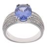 Silver Cubic Zirconia and Blue Gemstone Solitaire Ring by Icesia