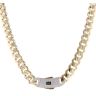 14ct Yellow Gold Monaco Classic Pave Lock Curb Chain 20"