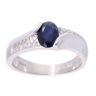 9ct White Gold Sapphire And 0.09ct Diamond Ring