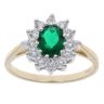 9ct Yellow Gold Cubic Zirconia and Green Gemstone Cluster Ring