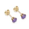 9ct yellow gold 4mm amethyst CZ stud Earrings
