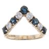 9ct Yellow Gold Sapphire And Cubic Zirconia Wishbone Ring