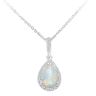 9ct White Gold Opal and Diamond Teardrop Pendant Necklace