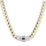 14ct Yellow Gold Monaco Curb Classic Cubic Zirconia Pave Lock Chain 22"