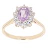 9ct Yellow Gold Amethyst And Cubic Zirconia Cluster Ring