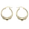 9ct Yellow Gold Winged Heart Creole Earrings