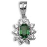 18 Carat White Gold Diamond-26pts, Emerald-50pts Pendant