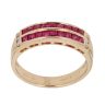 18ct Yellow Gold 0.05ct Diamond And Ruby Two Row Ring