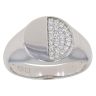 Silver Cubic Zirconia Circular Signet Ring By Icesia