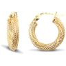 9ct Yellow Gold Frosted Hoop Earrings