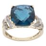 9ct Yellow Gold Blue Topaz And Cubic Zirconia Ring