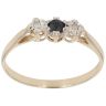 9ct Yellow Gold 0.02ct Diamond and Sapphire Three Stone Ring