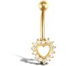 9ct Yellow Gold Cubic Zirconia Heart Belly Bar