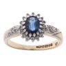 9ct Yellow Gold Sapphire and 0.15ct Diamond Cluster Ring