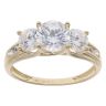 14ct Yellow Gold Three Stone Cubic Zirconia Ring