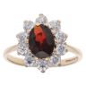 9ct Yellow Gold Cubic Zirconia and Garnet Cluster Ring