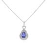 18ct White Gold 0.75ct Diamond and Tanzanite Cluster Pendant and Chain 18"