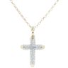 9ct Yellow Gold Cubic Zirconia Cross Pendant And Chain 26"