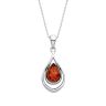 Sterling Silver Baltic Amber Teardrop Pendant Necklace