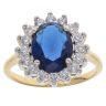 Gold Plated Silver Blue Gemstone And Cubic Zirconia Cluster Ring