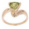 14ct Yellow Gold Peridot and 0.10ct Diamond Ring
