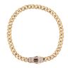 14ct Yellow Gold Monaco Classic Alternate Pave Lock Curb Bracelet 7"