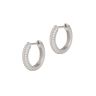 Sterling Silver Triple Row Cubic Zirconia Huggie Hoop Earrings