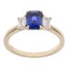 Lab Grown 9ct Yellow Gold 0.50ct Baguette Cut Diamond And Created Sapphire Ring
