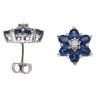 14ct White Gold 0.05ct Diamond And Sapphire Cluster Stud Earrings