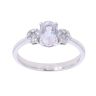 9ct White Gold 0.15ct Diamond And Pink Gemstone Ring
