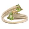 14ct Yellow Gold Peridot Two Stone Twist Ring