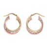 9ct Yellow White And Rose Gold Twist Hoop Earrings